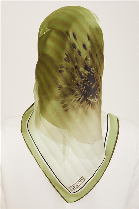 Armine Çiçek Desenli Twill İpek Eşarp 24Ya9100 87 05