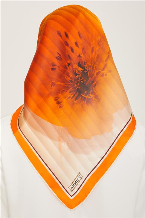 Armine Çiçek Desenli Twill İpek Eşarp 24Ya9100 87 31