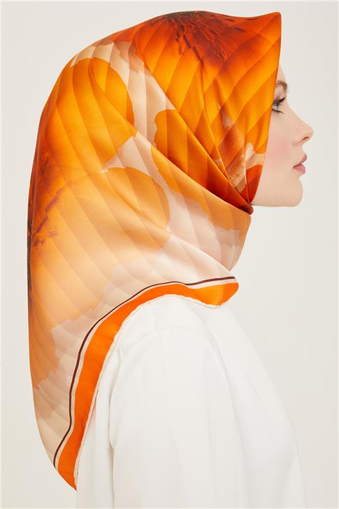 Armine Çiçek Desenli Twill İpek Eşarp 24Ya9100 87 31