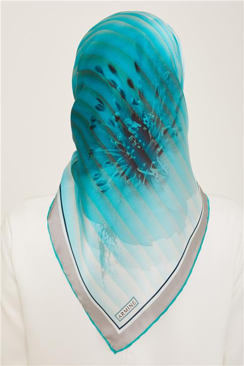 Armine Çiçek Desenli Twill İpek Eşarp 24Ya9100 87 34