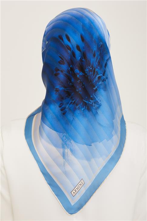 Armine Çiçek Desenli Twill İpek Eşarp 24Ya9100 87 87