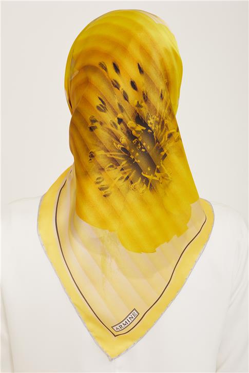 Armine Çiçek Desenli Sura İpek Eşarp 24Ya9100 34 86