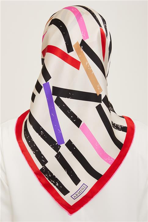 Armine Geometrik Desenli Twill İpek Eşarp 24Ya9101 2 08