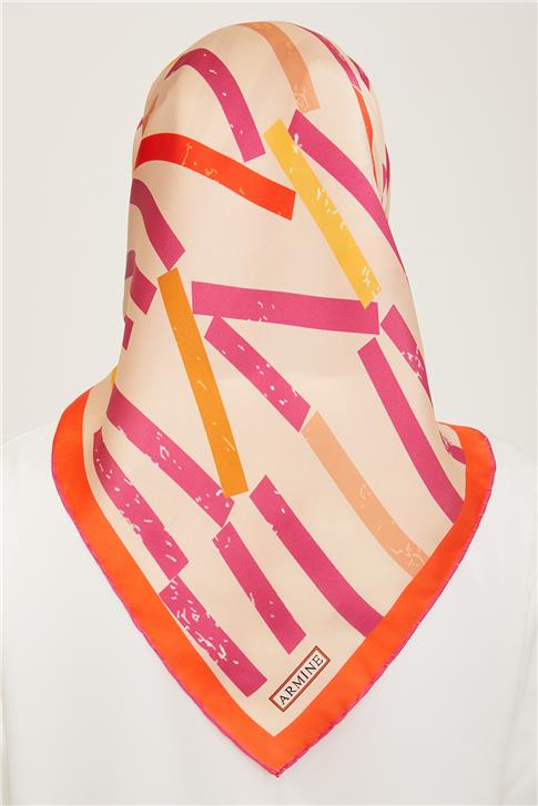 Armine Geometrik Desenli Twill İpek Eşarp 24Ya9101 2 50