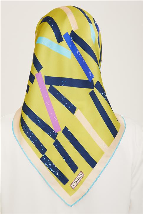 Armine Geometrik Desenli Twill İpek Eşarp 24Ya9101 2 81