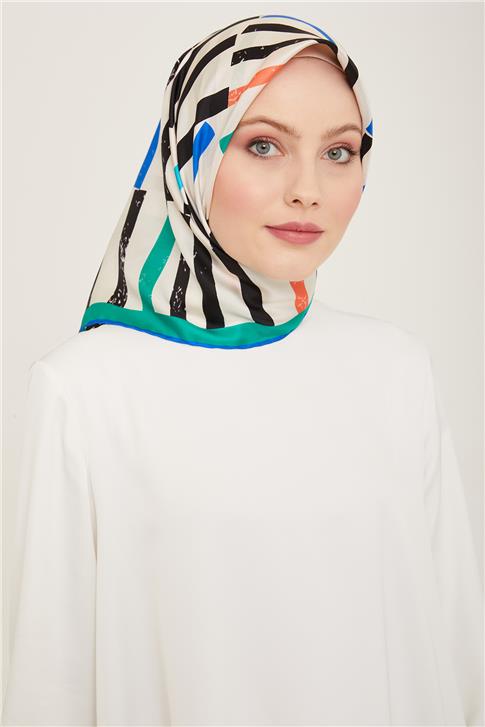 Armine Geometrik Desenli Twill İpek Eşarp 24Ya9101 2 82