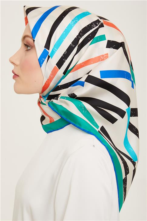 Armine Geometrik Desenli Twill İpek Eşarp 24Ya9101 2 82
