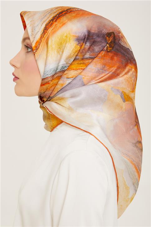 Armine Soyut Desenli Twill İpek Eşarp 24Ya9102 52 02