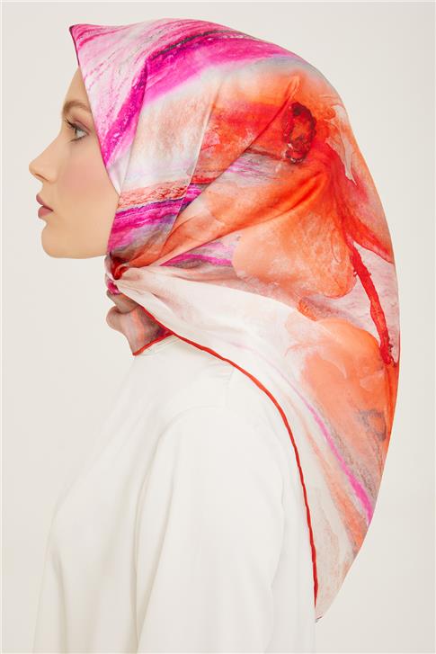 Armine Soyut Desenli Twill İpek Eşarp 24Ya9102 52 52