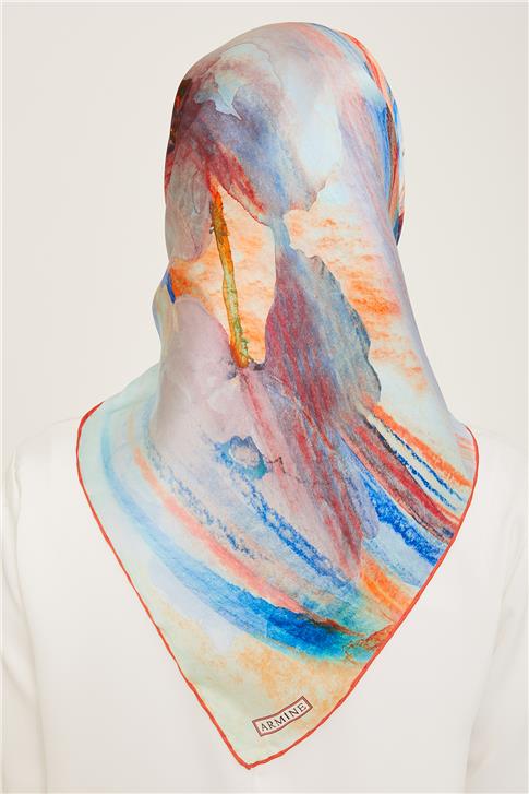 Armine Çiçek Desenli Sura İpek Eşarp 24Ya9103 34 03