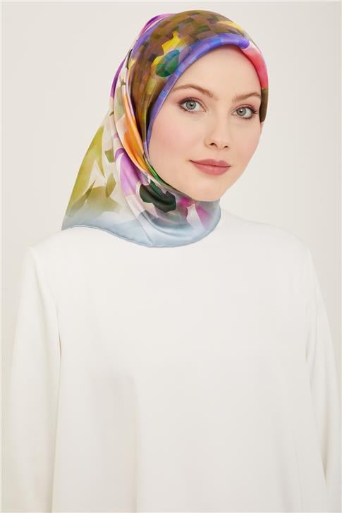 Armine Çiçek Desenli Twill İpek Eşarp 24Ya9103 81 31