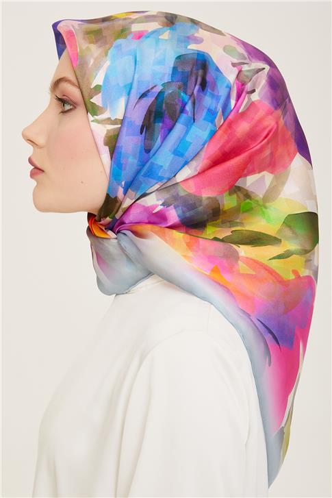 Armine Çiçek Desenli Twill İpek Eşarp 24Ya9103 81 31