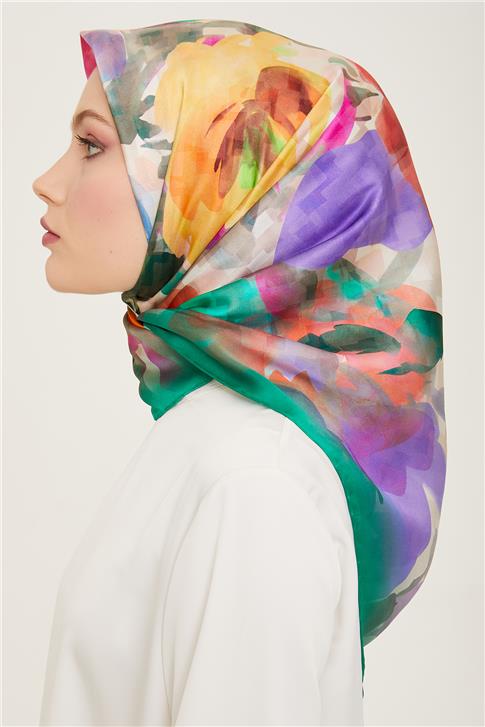 Armine Çiçek Desenli Twill İpek Eşarp 24Ya9103 81 81