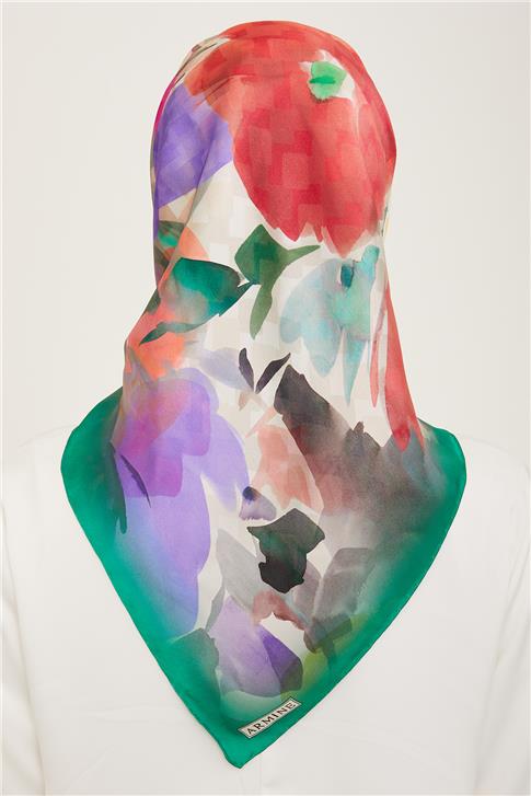 Armine Çiçek Desenli Twill İpek Eşarp 24Ya9103 81 81