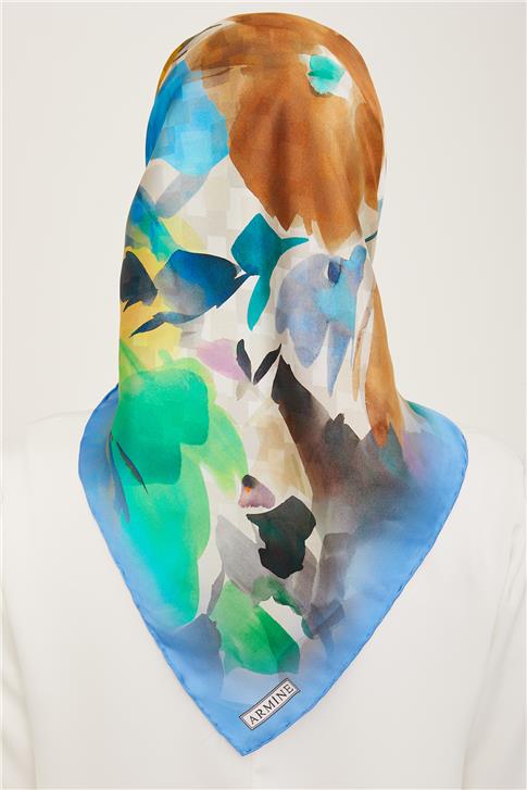 Armine Çiçek Desenli Twill İpek Eşarp 24Ya9103 81 83