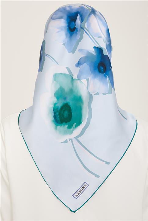 Armine Çiçek Desenli Twill İpek Eşarp 24Ya9105 32 04