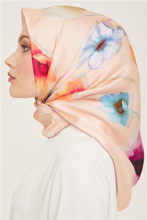 Armine Çiçek Desenli Twill İpek Eşarp 24Ya9105 32 31
