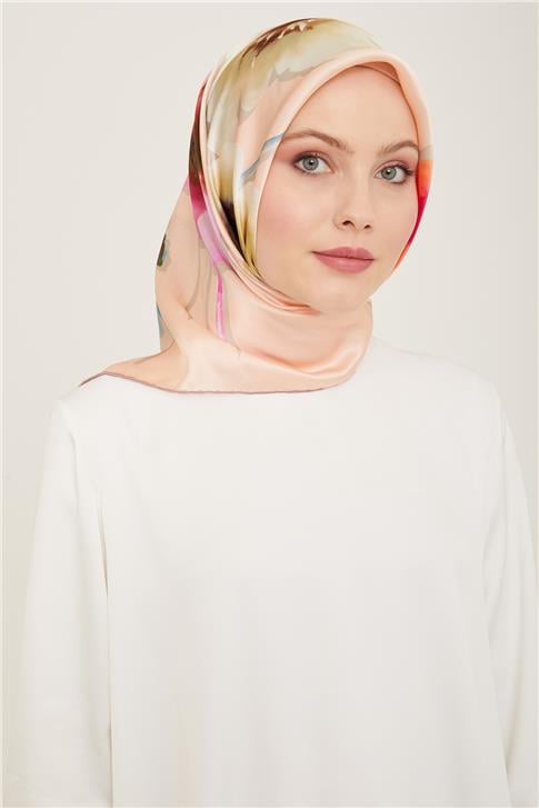 Armine Çiçek Desenli Twill İpek Eşarp 24Ya9105 32 31