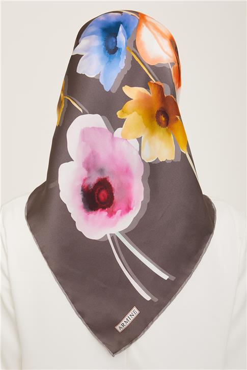 Armine Çiçek Desenli Sura İpek Eşarp 24Ya9106 4 51