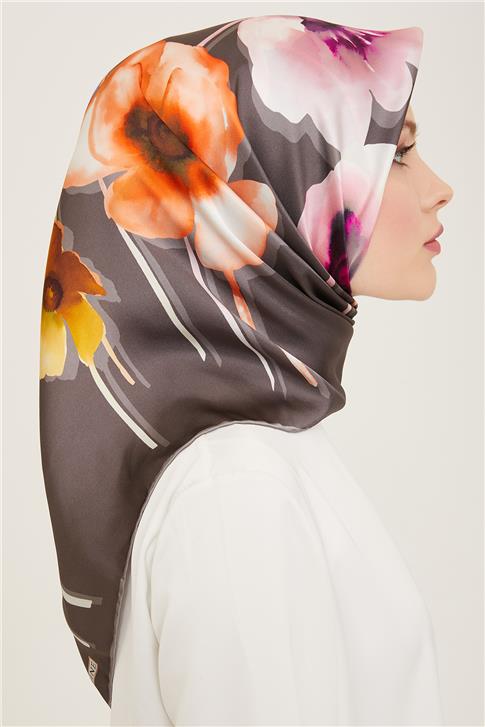 Armine Çiçek Desenli Sura İpek Eşarp 24Ya9106 4 51