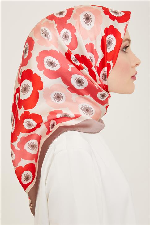 Armine Çiçek Desenli Twill İpek Eşarp 24Ya9106 54 03