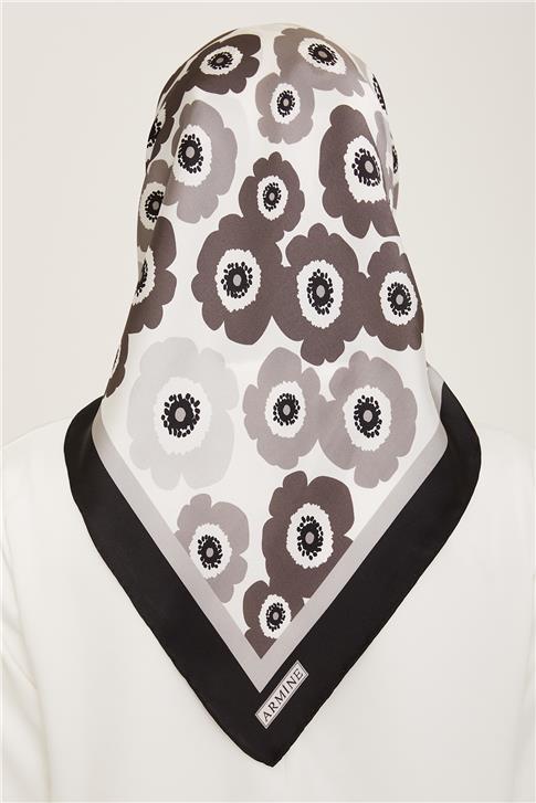 Armine Çiçek Desenli Twill İpek Eşarp 24Ya9106 54 05