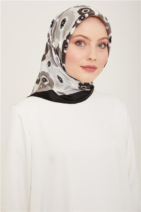Armine Çiçek Desenli Twill İpek Eşarp 24Ya9106 54 05
