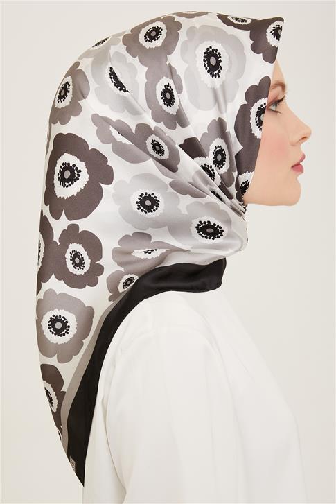 Armine Çiçek Desenli Twill İpek Eşarp 24Ya9106 54 05