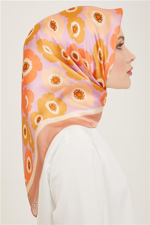 Armine Çiçek Desenli Twill İpek Eşarp 24Ya9106 54 09