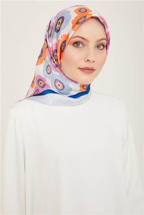 Armine Çiçek Desenli Twill İpek Eşarp 24Ya9106 54 39