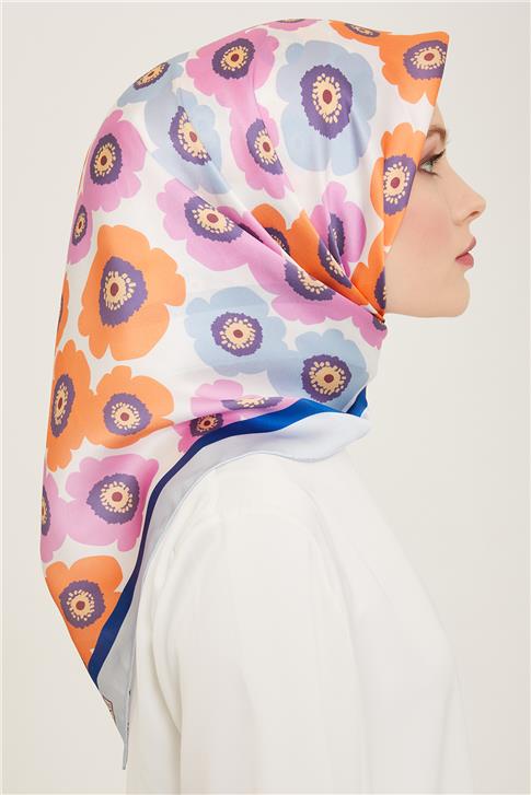 Armine Çiçek Desenli Twill İpek Eşarp 24Ya9106 54 39