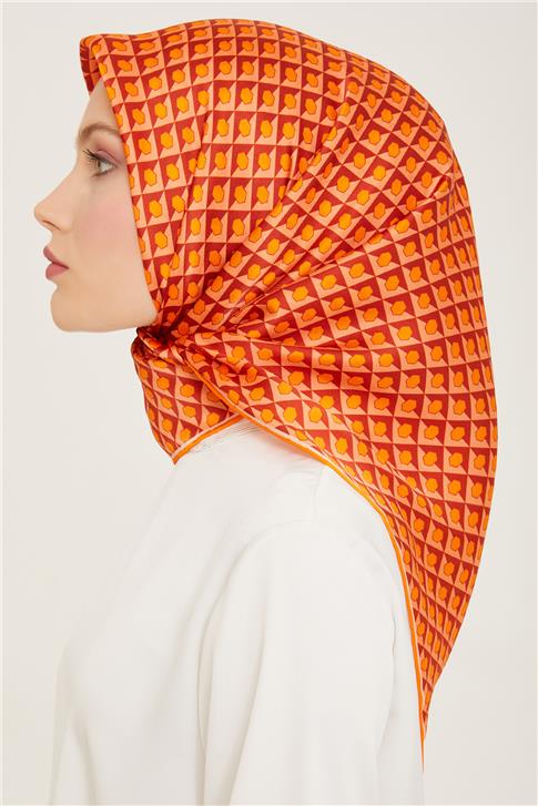 Armine Geometrik Desenli Twill İpek Eşarp 24Ya9109 53 50