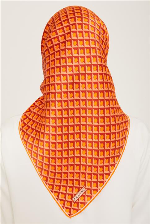 Armine Geometrik Desenli Twill İpek Eşarp 24Ya9109 53 50