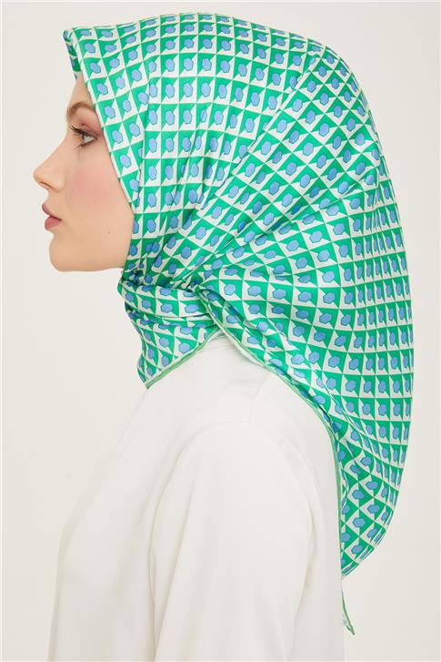 Armine Geometrik Desenli Twill İpek Eşarp 24Ya9109 53 53