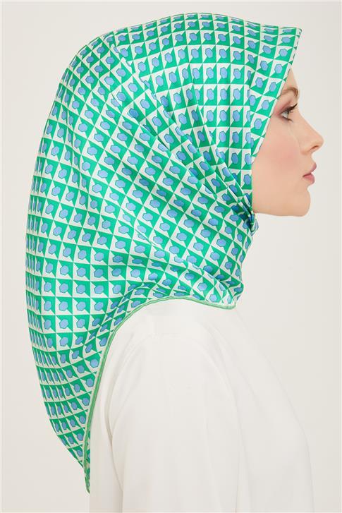 Armine Geometrik Desenli Twill İpek Eşarp 24Ya9109 53 53