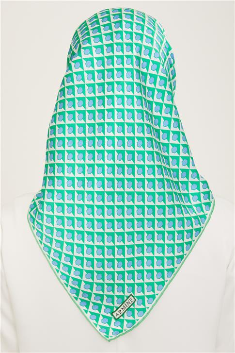 Armine Geometrik Desenli Twill İpek Eşarp 24Ya9109 53 53