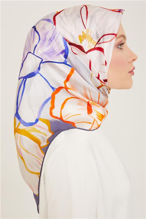 Armine Çiçek Desenli Twill İpek Eşarp 24Ya9110 5 09