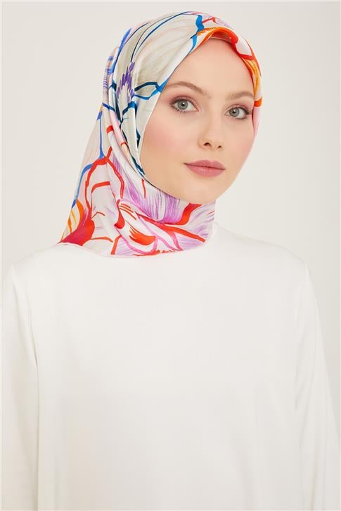 Armine Çiçek Desenli Twill İpek Eşarp 24Ya9110 5 33