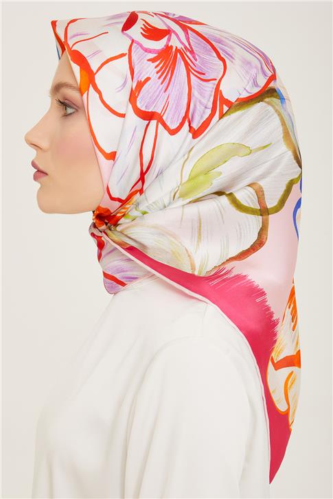 Armine Çiçek Desenli Twill İpek Eşarp 24Ya9110 5 33