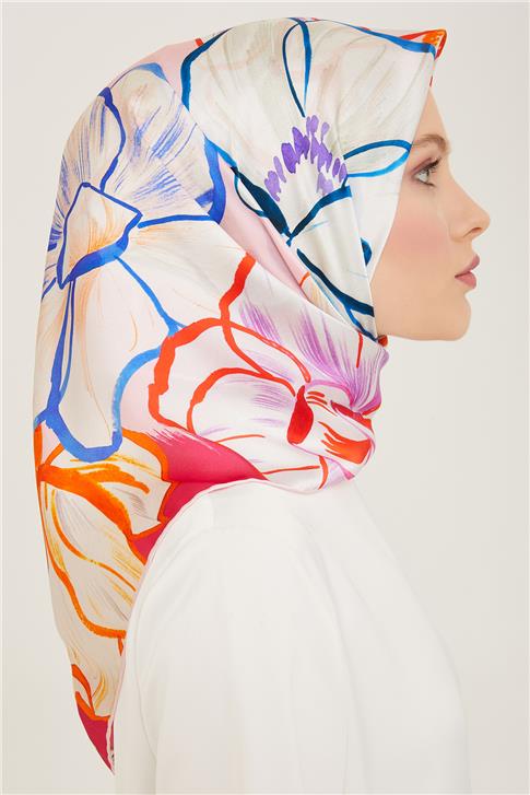 Armine Çiçek Desenli Twill İpek Eşarp 24Ya9110 5 33