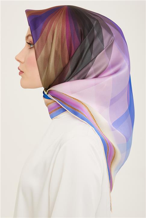 Armine Çiçek Desenli Twill İpek Eşarp 24Ya9112 34 27