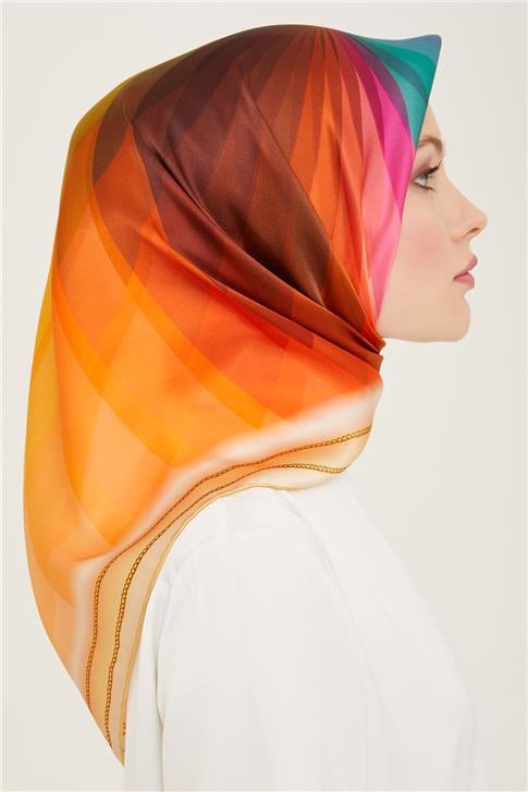 Armine Geometrik Desenli Twill İpek Eşarp 24Ya9113 03