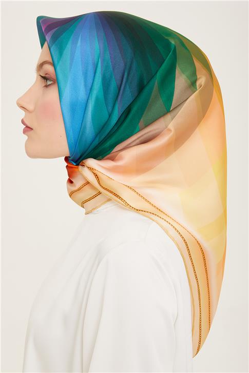 Armine Geometrik Desenli Twill İpek Eşarp 24Ya9113 03