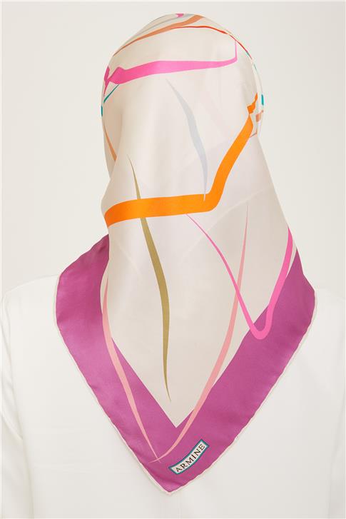 Armine Çiçek Desenli Twill İpek Eşarp 24Ya9115 31 05