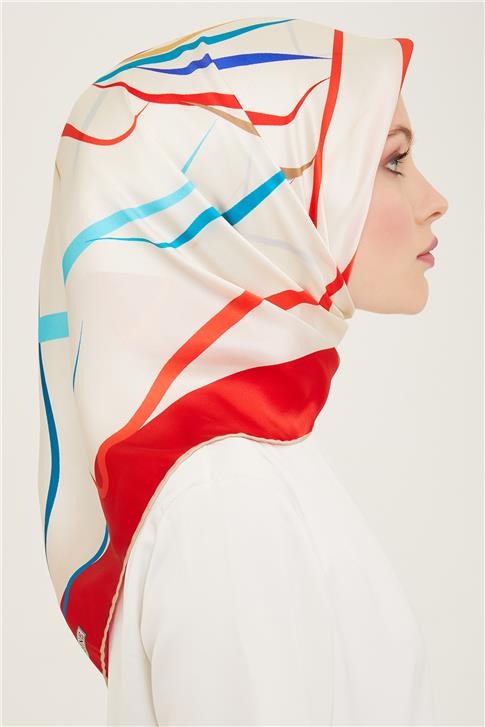 Armine Çiçek Desenli Twill İpek Eşarp 24Ya9115 31 32