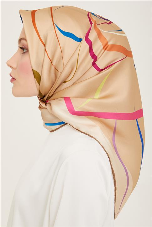 Armine Çiçek Desenli Twill İpek Eşarp 24Ya9115 31 36