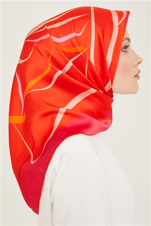 Armine Çiçek Desenli Twill İpek Eşarp 24Ya9115 31 50