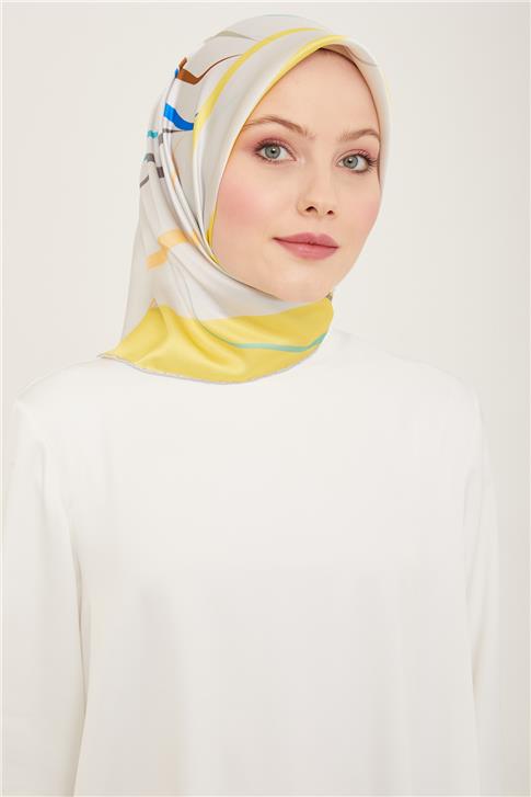 Armine Çiçek Desenli Twill İpek Eşarp 24Ya9115 31 84