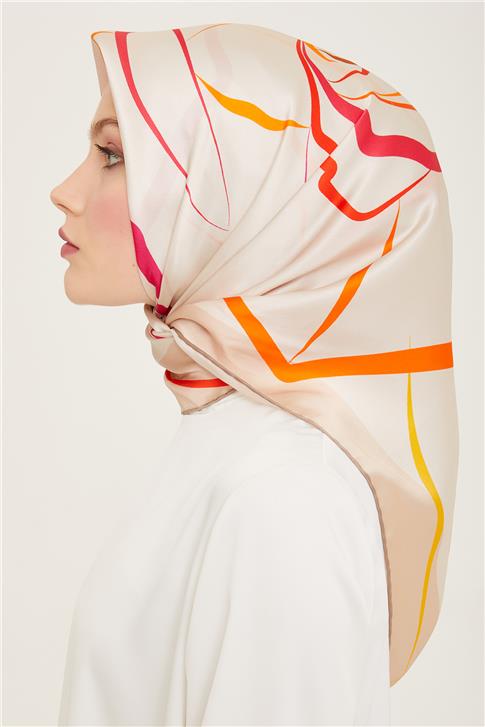 Armine Geometrik Desenli Sura İpek Eşarp 24Ya9118 02