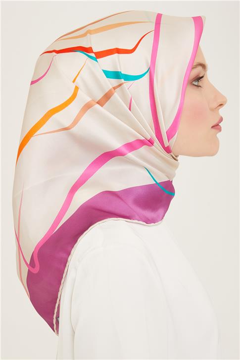 Armine Geometrik Desenli Sura İpek Eşarp 24Ya9118 05